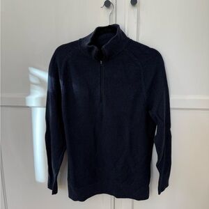 Textured Knit Half-Zip Sweater in Heathered Classic Navy